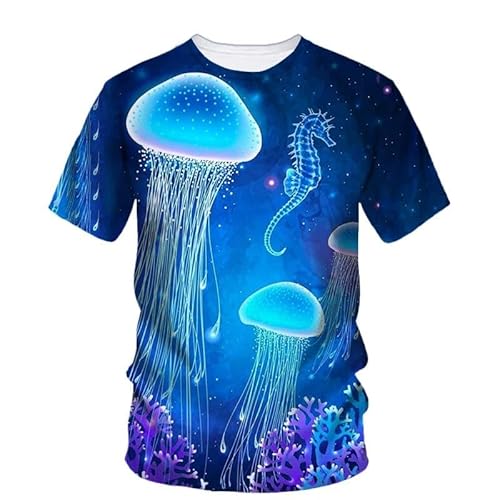 MERVOS Jellyfish 3D Printed T-Shirt Herren Frauen Sommer Rundhals lässig Kurzarm Top Bekleidung von MERVOS