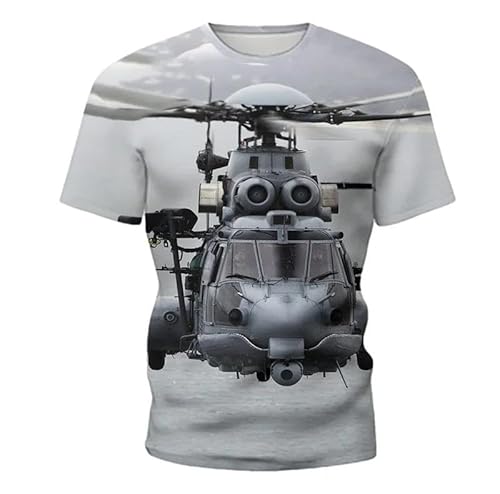 MERVOS Kreative Hubschrauber Muster Druck T-Shirt Männer und Frauen Sommer Rundhalsausschnitt Kurzarm Oberteile Bekleidung von MERVOS