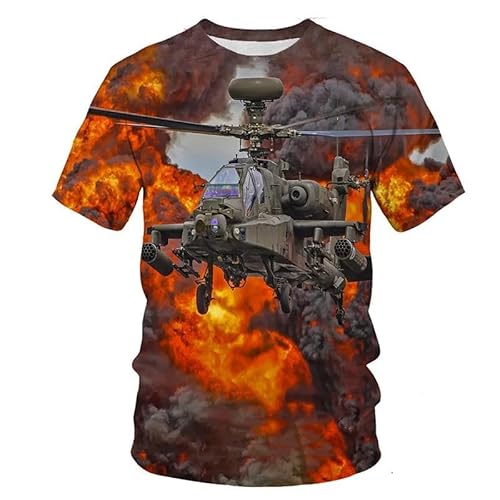 MERVOS Kreative Hubschrauber Muster drucken T-Shirt Männer und Frauen Sommer Rundhalsausschnitt kurzärmelige Tops Kleidung von MERVOS