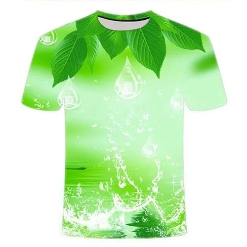 MERVOS Mintgrüne Pflanze dreidimensionalen Druck T-Shirt Männer Frauen Sommer Rundhalsausschnitt Kurzarm-Shirt Kleidung von MERVOS