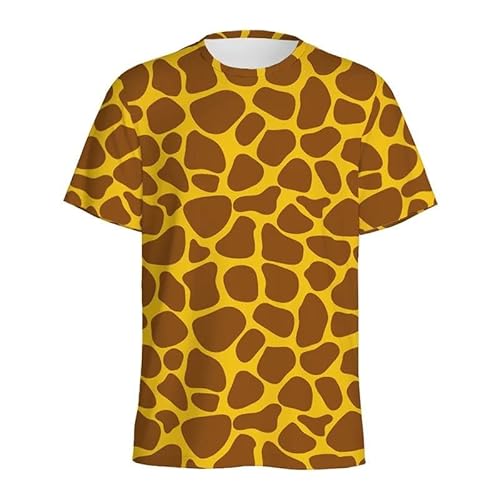 MERVOS Niedliches Giraffenmuster 3D-Druck Tier-T-Shirt Männer und Frauen Sommer Rundhalsausschnitt Kurzarm von MERVOS