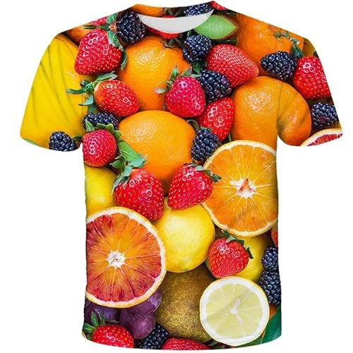 MERVOS Obst Hip-Hop Erdbeer Wind gedruckt T-Shirt 3D High-Definition-Digital-Paar Jungen und Mädchen Rundhalsausschnitt Kurzarm von MERVOS