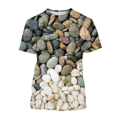 MERVOS Sommer, kreativer Spaß, Bunte Fußabdrücke aus Stein, dreidimensionaler Druck, Unisex T-Shirt mit Rundhalsausschnitt und kurzen Ärmeln von MERVOS