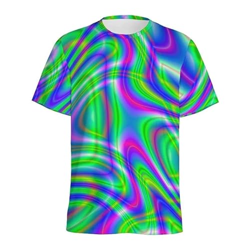 MERVOS Sommer abstrakte Bunte Flüssigkeit Dazzle Muster T-Shirt Jungen Mädchen lässig Rundhalsausschnitt Kurze Ärmel Top von MERVOS