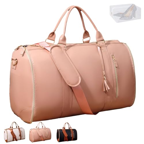 Reisetasche, Kleidersäcke mit Rollen, wandelbare Wochenendtaschen, große Handgepäcktaschen für Reisen, Duffle Bag Kleidersack, rose, Basic von MESCXTY