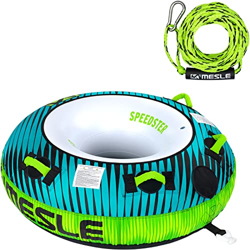 Mesle Funtube Speedster 58', Set mit Leine, Großer 1-2 Personen Wasserreifen aufblasbar, Towable Tube für Kinder & Erwachsene, Schleppring für Boot & Jetski, Wasserreifen zum Ziehen von Mesle