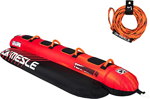 Mesle Bananen Boot Aufblasbar Torpedo 2-4 Personen, Set mit Leine, Towable Funtube Banana Boat für Kinder & Erwachsene, Wasser Tube Motorboot, Wasserreifen zum Ziehen von Mesle