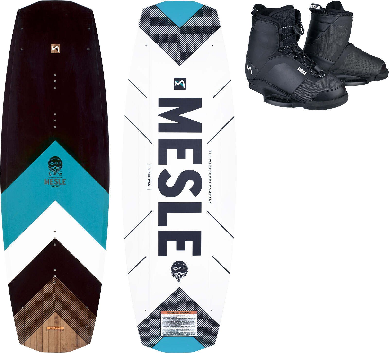 Wakeboard Set Pilot 142 cm mit Maxx Bindung Boot & Seilbahn Erwachsene von MESLE