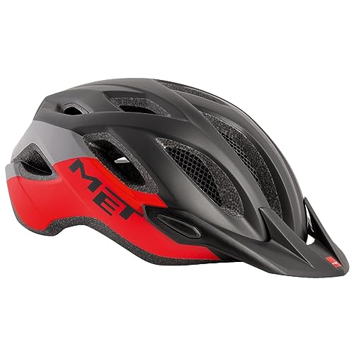 MET Crossover Fahrradhelm, Black Red, XL von MET