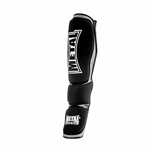 METAL BOXE Neopren-Schienbeinschoner, Kampf, Freilauf, Unisex, Erwachsene, Grau Schwarz, XL von METAL BOXE