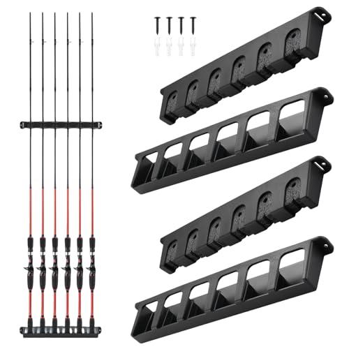 2 Paar Angelrutenhalter Wand, Angelruten Angelrutenstände Rutenständer Rutenständer Rutenhalter Wandhalterung Zur Wandmontage, Vertikale Angelrutenhalter Aufbewahrung Von 12 Ruten von MEYAGOT