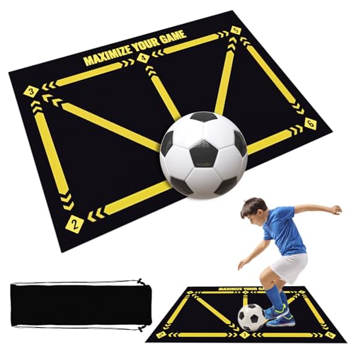 MEYAGOT Fußball Schritt Trainingsmatte, 60x90cm Fussball Trainingsmatte, Ballkontrolle Trainingsmatte, Stoßdämpfende Fussball Matte Ballkontrolle Fussballmatte Geschenke Für Fußballliebhaber(Gelb) MEYAGOT Fußball Schritt Trainingsmatte, 60x90cm Fussball Trainingsmatte, Ballkontrolle Trainingsmatte, Stoßdämpfende Fussball Matte Ballkontrolle Fussballmatte Geschenke Für Fußballliebhaber(Gelb) von MEYAGOT