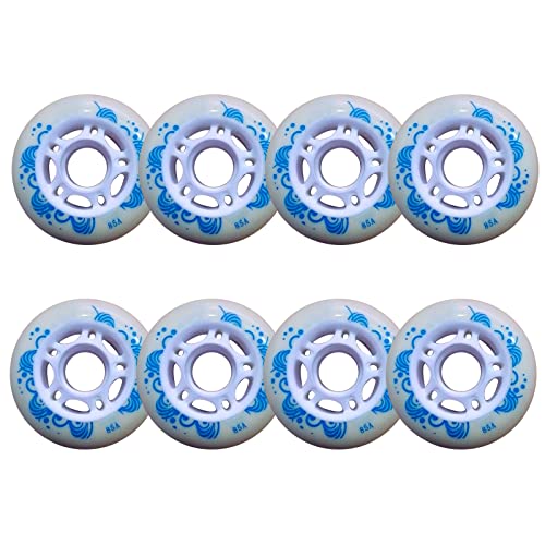 MEYINGOU Geräuscharme rotierende Lager Rollschuh-Räder Ersatz-Skate-Rollen, Skateboard-Rollen, 8er-Set, Inline-Rollschuh-Rollen for den Innenbereich, 80 mm(Blue) von MEYINGOU