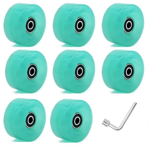 MEYINGOU Geräuscharme rotierende Lager Rollschuh-Räder Ersatz-Skateboard-Rollen, Skateboard-Rollen 82A, Ersatzzubehör for Inline-Roller, 8er-Pack(Green) von MEYINGOU