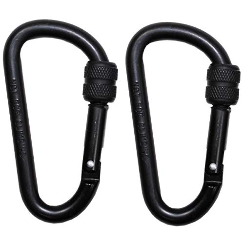 MFH Karabiner, Schraubverschluss, D 8mmx8cm, 2er Pack, schwarz von MFH