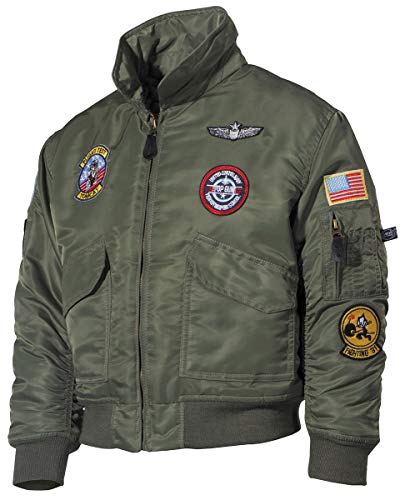 MFH US Kinder-Pilotenjacke, CWU, mit Fliegerabzeichen (oliv, XL) von MFH