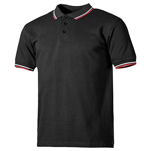 MFH Unisex Polotrøje røde og hvide striber med knaplukning T Shirt, Schwarz, M EU von MFH