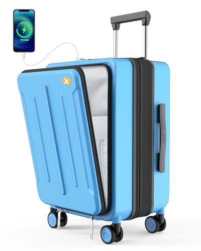 MGOB Koffer Handgepäck Trolleys Polycarbonat Reisekoffer Erweiterbar mit Vordertasche Hartschalen Leicht mit TSA USB und Externer Teleskopgriff,55x36x24cm(Blau) MGOB Koffer Handgepäck Trolleys Polycarbonat Reisekoffer Erweiterbar mit Vordertasche Hartschalen Leicht mit TSA USB und Externer Teleskopgriff,55x36x24cm(Blau) von MGOB