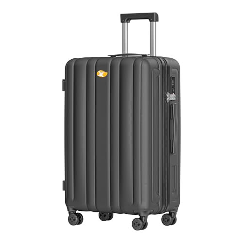 MGOB Koffer Mittelgroß Trolley Polycarbonat Hartschalen Reisekoffer mit TSA-Schloss (Schwarz, L) von MGOB