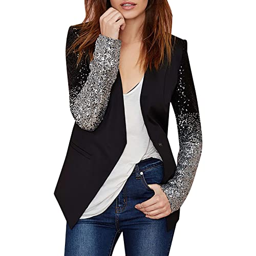 Blazer Damen Sportlich Festliche Stretch Anzug Regular Oversized Anzugjacke Freizeit Schwarzes Casual Jackett Slim Fit Elegante Langarm Party Anzugjacken von MGSFGlk