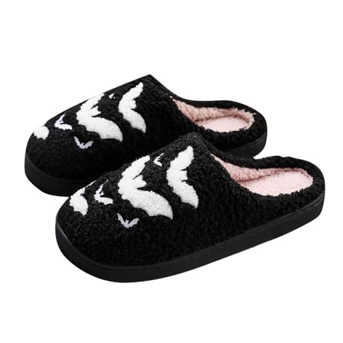 Halloween Damen-Hausschuhe Hochwertig Weiche Hausschuhe Gäste Bade Pantolette Damen Winter Moden rutschfest Casual Slippers Hauspantoffeln Flauschige Bequem Plüsch Lässig von MGSFGlk