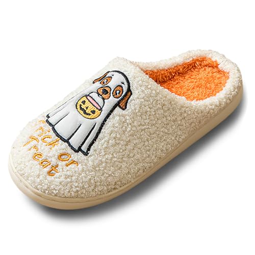 Halloween Damen Hausschuhe Lässig Hochwertig Hauspantoffeln Frauen Slippers Flauschige Plüsch Winter Moden Hüttenschuhe Bade Pantolette Weiche Casual Bequem rutschfest Krankenhaus Schuhe Gäste von MGSFGlk