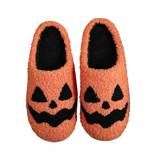 Halloween Hausschuhe Für Damen Casual Weiche Slippers Winter Bequem rutschfest Hochwertig Pantoffeln Gäste Moden Plüsch Lässig Flauschige Klassische Krankenhaus Schuhe von MGSFGlk