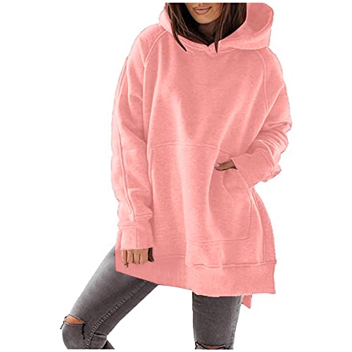 Pullover Damen elegant, Hoodie Damen Outdoor Langarm Kapuzenjacke Schwarz Atmungsaktiv Sweatjacke Y2k Freizeit Oberteile Sportlich Sweatshirt Hausanzug Baggy Longshirt von MGSFGlk