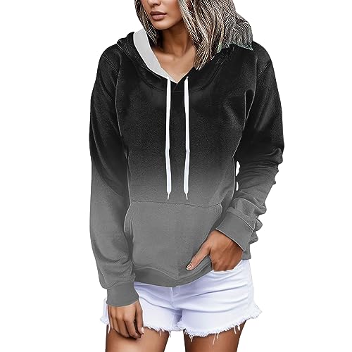 Pullover Damen elegant, Hoodie Damen Y2k Freizeit Sweatshirt Langarm Sportlich Hausanzug Atmungsaktiv Outdoor Oberteile Schwarz Kapuzenjacke Sweatjacke Baggy Longshirt von MGSFGlk