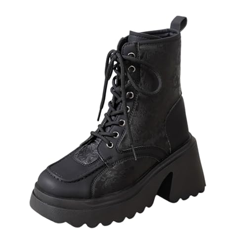 Schnürstiefel Damen Bequem Damenschuhe Winterschuhe Wanderschuhe Atmungsaktiv Mode Wasserfeste Stiefel Arbeitsschuhe Elegant Winter Schuhe Winterboots Lässig Walkingschuhe von MGSFGlk