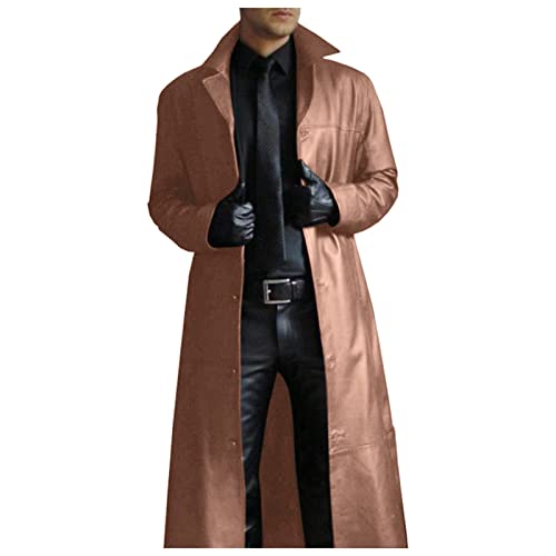 Trenchcoat Herren Lang Slim Fit Business Casual Wollmantel Freizeit Leichter Mantel Schwarz Warmer Herrenmantel Mit Stehkragen Übergangsjacke von MGSFGlk