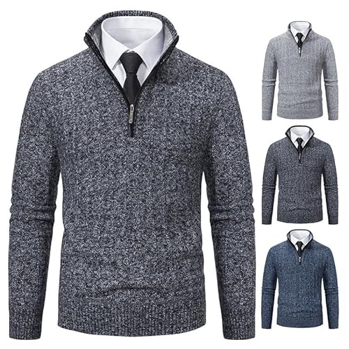 Mens Dressy Coats Autumn and Winter Men's Pullover Knit Sweater Big Size Casual Shirt Solid Color Long Sleeve Top (2XL,1PCS-C) von MGYANG