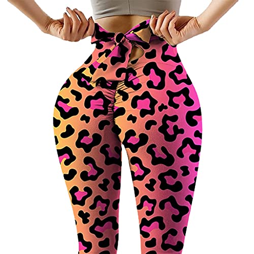 MHADBKH Damen-Leggings, modisch, bedruckt, Laufen, Fitnessstudio, Fitness, hohe Taille, dehnbar, Yoga-Hose, Bandage, Fliege, Workout, Activewear von MHADBKH