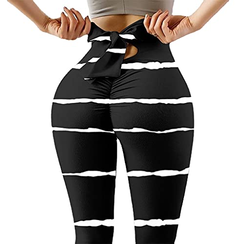 MHADBKH Damen-Leggings, modisch, bedruckt, Laufen, Fitnessstudio, Fitness, hohe Taille, dehnbar, Yoga-Hose, Bandage, Fliege, Workout, Activewear von MHADBKH