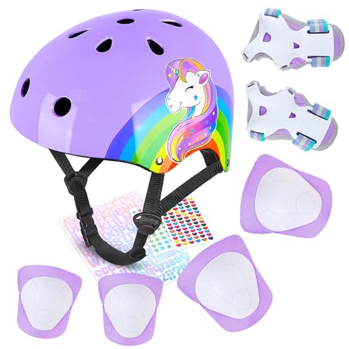 MHJY Helm Kinder Fahrradhelm für 3 4 5 6 7 8 Jahre Mädchen Verstellbar Skaterhelm Knieschoner Ellenbogenschützer Schoner Inliner Kinder Für Skates Rollschuhe Skateboard Fahrrad MHJY Helm Kinder Fahrradhelm für 3 4 5 6 7 8 Jahre Mädchen Verstellbar Skaterhelm Knieschoner Ellenbogenschützer Schoner Inliner Kinder Für Skates Rollschuhe Skateboard Fahrrad von MHJY