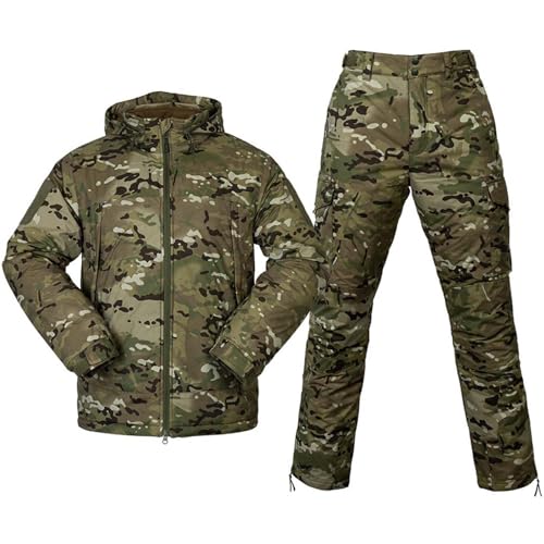 MHNFGDSE Männer Taktisches Windjacken Set wasserdichte MilitäR AnzüGe FüR Herren Taktische Jacke Und Hose Tarnanzug In MilitäRuniform Kapuzenjacken Camping Outfits Aktivitäten,B,Top L von MHNFGDSE