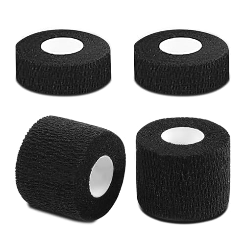 MHYMX Haftbandage Selbstklebend, 4 Stück Baumwolle Selbstklebender Verband Fixierbinde Selbsthaftend Elastische Fingertape Bandage rutschfest Hook Grip Tape für Krafttraining von MHYMX