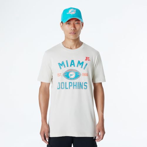 MIAMI DOLPHINS New Era Cap NFL Regular T-Shirt Distressed Screenprint Team Graphic Stone Unisex von MIAMI DOLPHINS