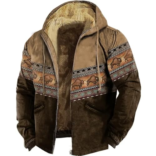 Herren-Kapuzenpullover Mit Reißverschluss – Tribal-Grafik, Bison-Muster, Bedruckt, Mit Fleece Gefüttert, Winter-Langarm-Sweatshirt, Lässig, Große Kapuzenjacke, Oberbekleidung, Wie Abgebildet, Xxl Herren-Kapuzenpullover Mit Reißverschluss – Tribal-Grafik, Bison-Muster, Bedruckt, Mit Fleece Gefüttert, Winter-Langarm-Sweatshirt, Lässig, Große Kapuzenjacke, Oberbekleidung, Wie Abgebildet, Xxl von MIATCENRT