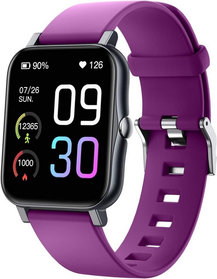 MICGIGI Smartwatch (1,69 Zoll, Android iOS), Damen herren mit großbildschirm fitnessuhr für pulsuhr schrittzähler von MICGIGI
