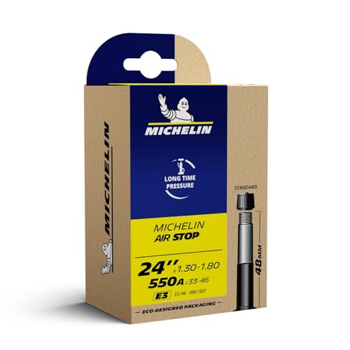 Michelin Uni Airstop Fahrradschlauch, schwarz, 24x1,5 <-> 1,85, 804145 Michelin Uni Airstop Fahrradschlauch, schwarz, 24x1,5 <-> 1,85, 804145 von MICHELIN