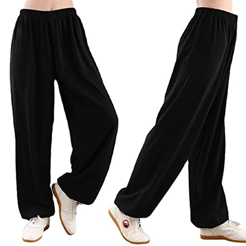 MICKEYCAT Tai-Chi-Hosen Männer und Frauen Mit Kordelzug Kampfsport-Trainingshose Elastischer Bund Tai Chi-Hose Aus Baumwolle Und Leinen Übungshose Atmungsaktiv Bloomers Yoga,003,L von MICKEYCAT