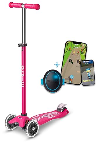 Maxi micro™ Deluxe LED | Das ORIGINAL | Kinder Roller ab 5 Jahren | inkl. SMART Egg | Premium Kinderroller von 5-10 Jahre | Lenker höhenverstellbar | Kickboard Scooter | 5 6 7 8 9 10 Jahre (Pink) von MICRO