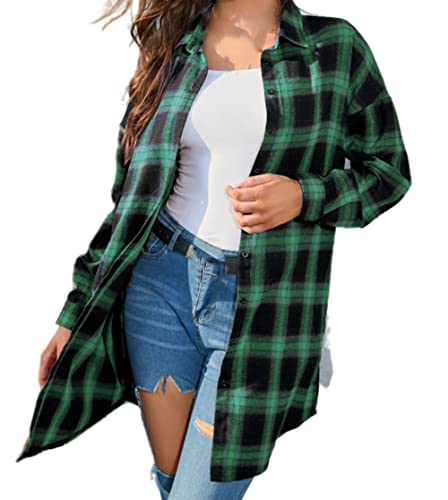 MIDJ Bluse Damen,Damenhemden Flanellhemden Grün Karierte Holzfällerhemden Lose Freizeitjacken Zarte Knopfrevers Strickjacke Vintage Sexy Hemden Jacken Boyfriend Tops,L MIDJ Bluse Damen,Damenhemden Flanellhemden Grün Karierte Holzfällerhemden Lose Freizeitjacken Zarte Knopfrevers Strickjacke Vintage Sexy Hemden Jacken Boyfriend Tops,L von MIDJ