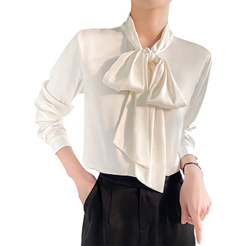 MIDJ Bluse Elegant Damen Hemd, Elegante Seidenbluse für Damen, O-Ausschnitt, Süße Fliege, Weiße Chiffon-Business-Bluse, Lässig, Lang, Laternenärmel, Sexy Pullover, Hemd für Mädchen, Damen, Weiß, XL MIDJ Bluse Elegant Damen Hemd, Elegante Seidenbluse für Damen, O-Ausschnitt, Süße Fliege, Weiße Chiffon-Business-Bluse, Lässig, Lang, Laternenärmel, Sexy Pullover, Hemd für Mädchen, Damen, Weiß, XL von MIDJ