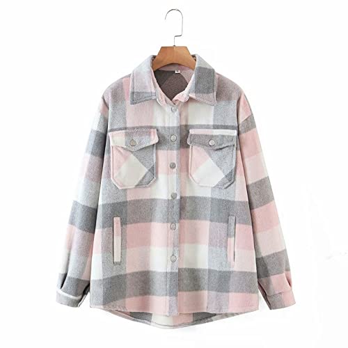 MIDJ Blusen Damen,Damenhemd Flanellhemd Schlicht Rosa Grau Karierte Hemden Jacke Langarmhemden Schicke Hemden Dicke Leichte Jacken Holzfällerhemden, L MIDJ Blusen Damen,Damenhemd Flanellhemd Schlicht Rosa Grau Karierte Hemden Jacke Langarmhemden Schicke Hemden Dicke Leichte Jacken Holzfällerhemden, L von MIDJ