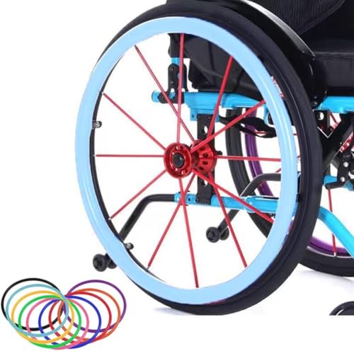 MIDUOLAI 1 Paar Rollstuhlabdeckungen, 24-Zoll-Silikon-Rollstuhl-Greifringabdeckungen, Rollstuhl-Greifringabdeckungen, rutschfeste, Verschleißfeste Handschiebeschutzabdeckung,Blau,24in von MIDUOLAI