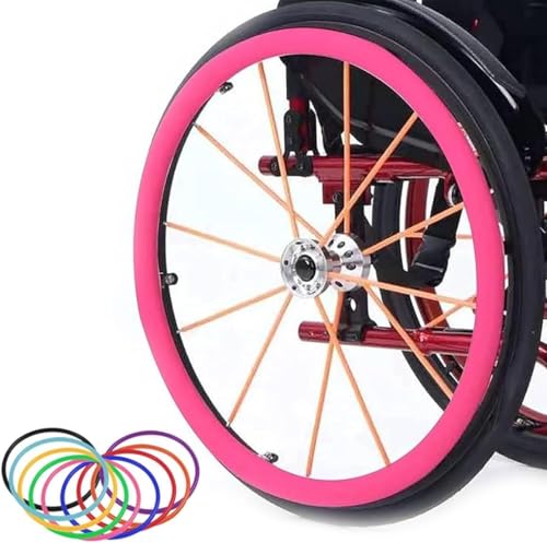 MIDUOLAI 1 Paar Rollstuhlabdeckungen, 24-Zoll-Silikon-Rollstuhl-Greifringabdeckungen, Rollstuhl-Greifringabdeckungen, rutschfeste, Verschleißfeste Handschiebeschutzabdeckung,Pink1,22in von MIDUOLAI