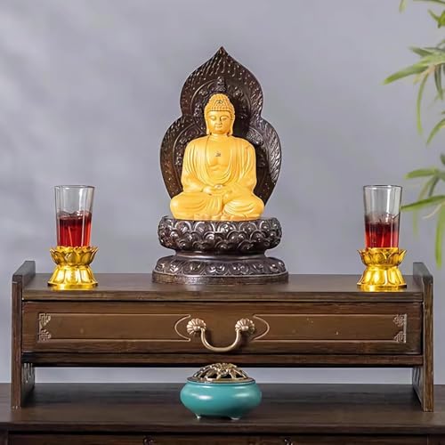 MIDUOLAI Altartisch Mit 2 Ebenen Und Schublade, Puja-Tisch, Schreibtisch Aus NatüRlichem Bambus, FüR Spirituellen Meditationstisch, Gebetstisch Im Orientalischen Stil,Walnut,Single Layer 42cm von MIDUOLAI