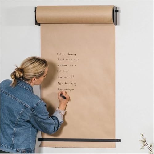 MIDUOLAI An Der Wand Montierter Kraftpapier Rollenhalter In Braun, Mit Schneideleiste, FüR BüRo, Zuhause, Restaurant, Café, Halter FüR Bastelpapierrollen,Schwarz,97cm/38.1in von MIDUOLAI